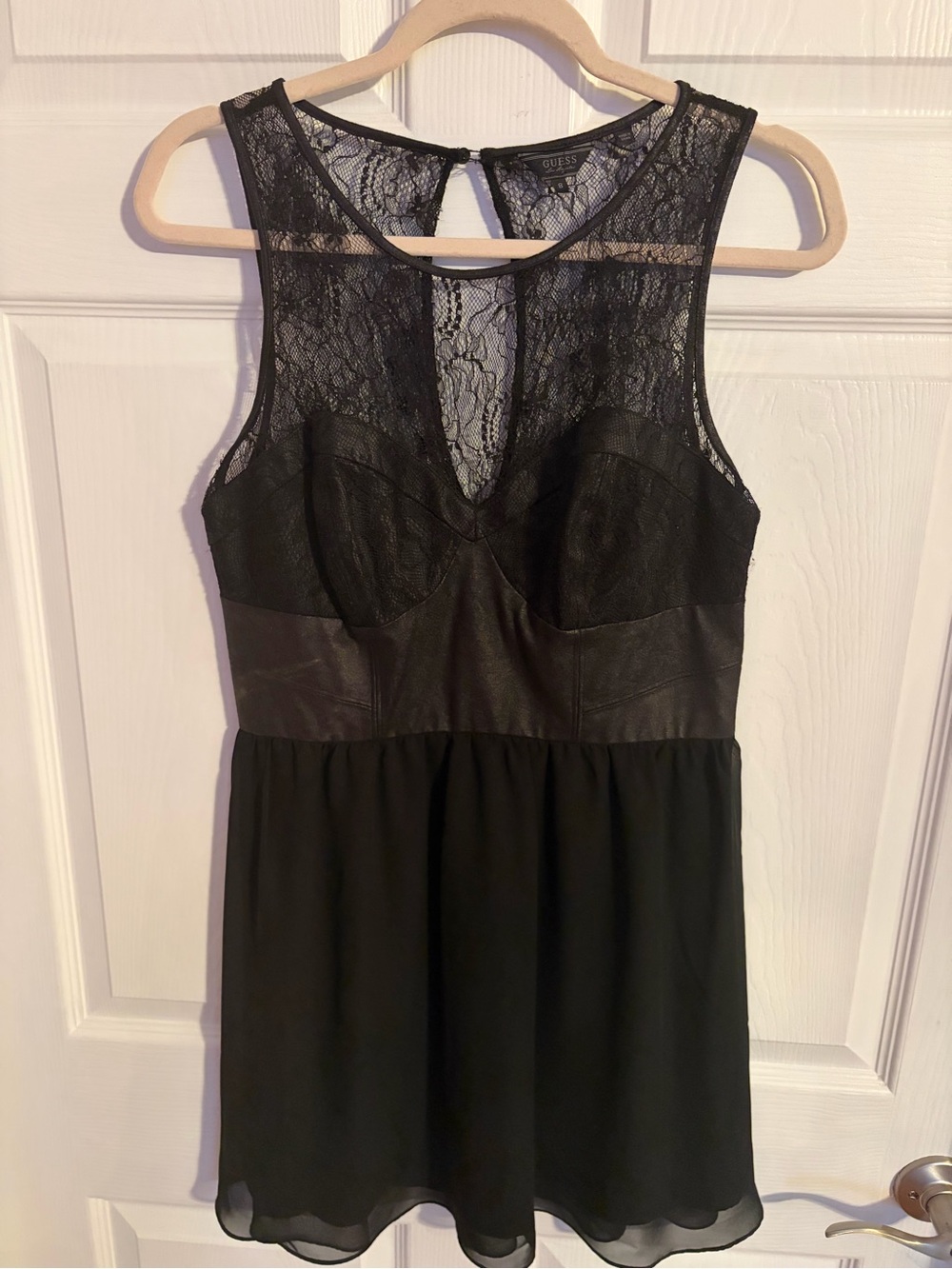 Guess Black Lace and Chiffon Sleeveless Dress